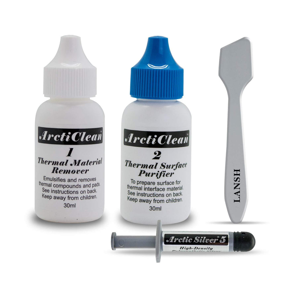 ArctiClean Kit 1 & 2 Thermal Paste Compound Remover + Arctic Silver 5 Thermal Compound Paste 3.5g + Lansh Tool