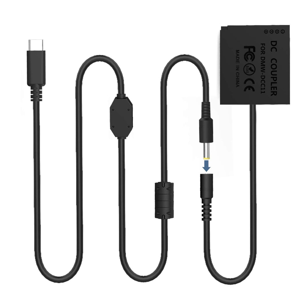 F1TP DMW-DCC11 USB-C Power Adapter DC Coupler Charger Set for Panasonic Lumix DMC-GF3, GF5, GF6, S6, GX7, GX7 Mark ii, GX9, GX80, GX85, GX85CGK, GX85K, LX100, ZS60, ZS110, ZS100, TZ100, Cameras.