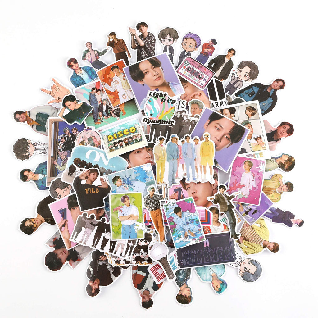 BTS Stickers Cute VSCO Stickers for Water Bottles, 77 Pack Laptop Stickers Trendy Aesthetic Stickers Waterproof Stickers for Guitar Computer Phone, Water Bottle Stickers for VSCO Girls Teens (BTS 77) Bts(77)
