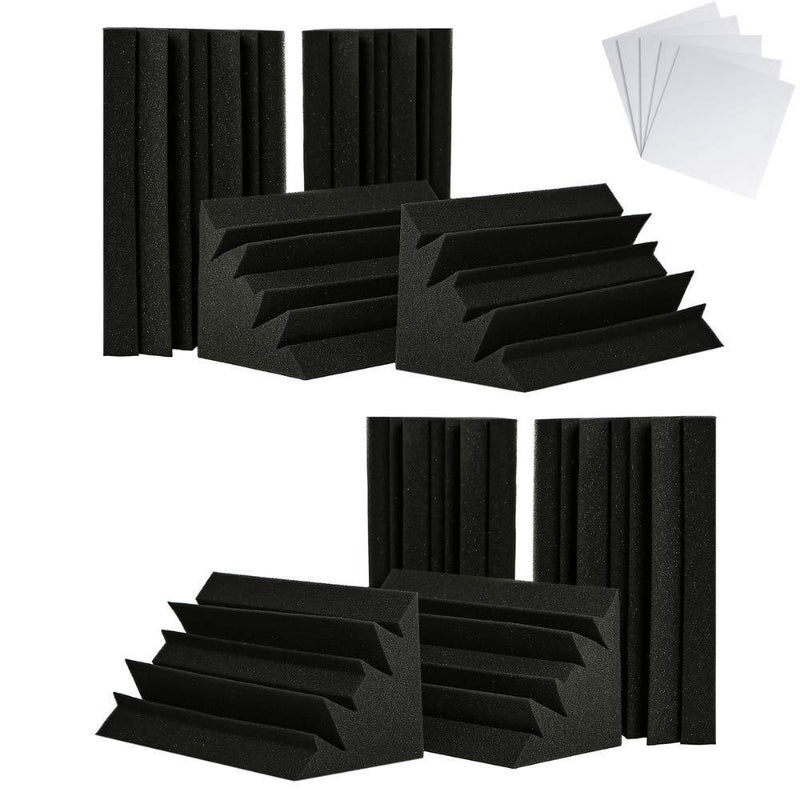 TRUE NORTH Bass Traps w/Adhesive 8 Pack (12"x6"x6") - Acoustic Bass Trap Corner, Bass Acoustic Foam, Bass Traps Corner Foam, Recording Studio Foam, Acoustic Treatment Panels, Bass Traps Studio Foam