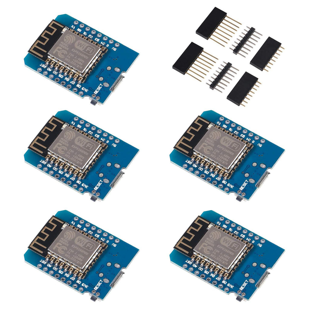 Aokin for ESP8266 ESP-12F D1 Mini NodeMcu Lua 4MByte WLAN WiFi Internet Development Board for Arduino, Compatible with WeMos D1 Mini, 5 Pcs