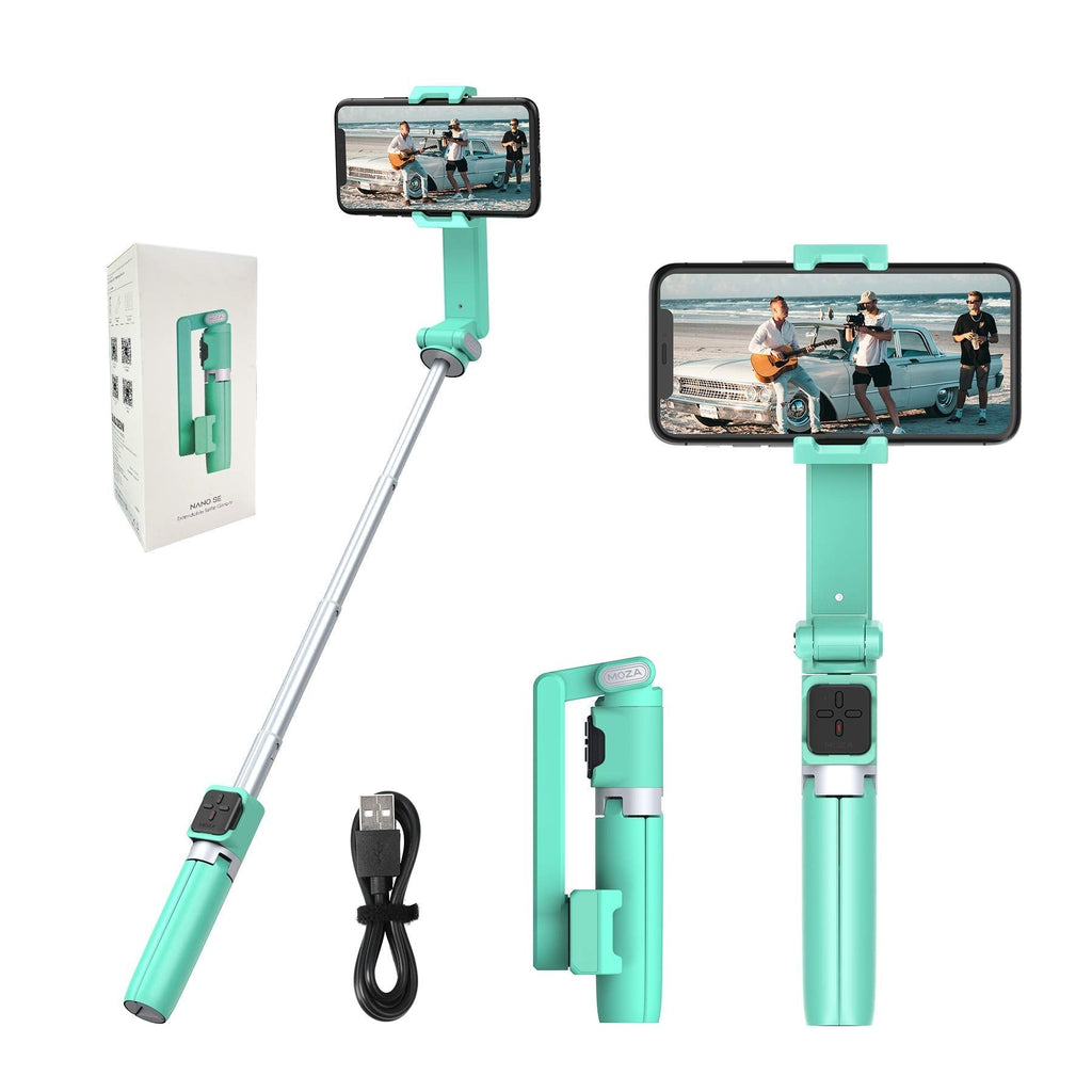 MOZA Nano SE Gimbal Extendable Selfie Stick Anti-Shake Phone Stabilizer with Bluetooth Remote for Vlogging,YouTube,Travel Shooting,Time-Lapse & Slow Motion Mode with Tripod-Cyan Cyan
