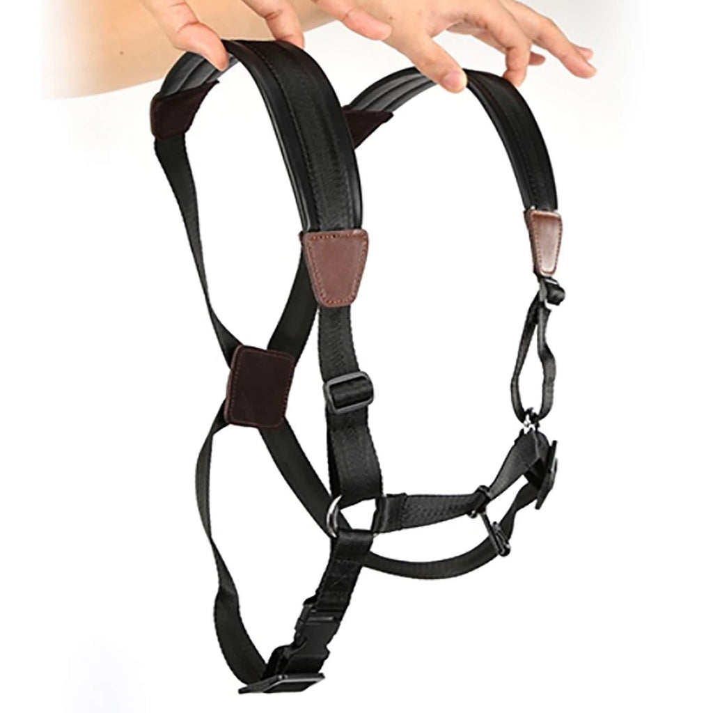 Soft leather saxophone shoulder straps, thicker shoulder pads, suitable for bass midrange and high pitch clarinet, oboe, saxophone accessories (brown black)