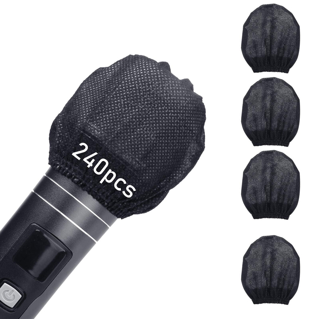 Microphone Cover 240 Pcs Microphone Covers Disposable Individually Wrapped Mic Cover For Sanitary Mic Covers Disposable For Mic Karaoke Microphone Windscreen & Pop Filters Black (Black)