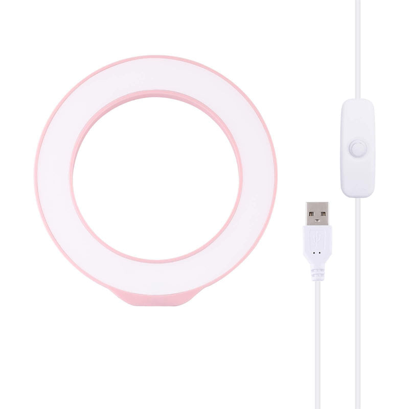 Mini Selfie LED Ring Light, PULUZ 4.7 inch 12cm USB White Light LED Ring Vlogging Photography Video Lights for Self Broadcasting/Remote Working/YouTube/TikTok Video/Live Streaming (Pink) Pink