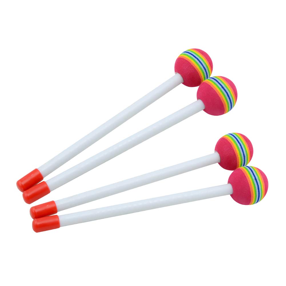GSHLLO 4 PCS Lollipop Drum Mallet Sticks Hammer Percussion Sticks Drumstick with Wood Handle for Kids