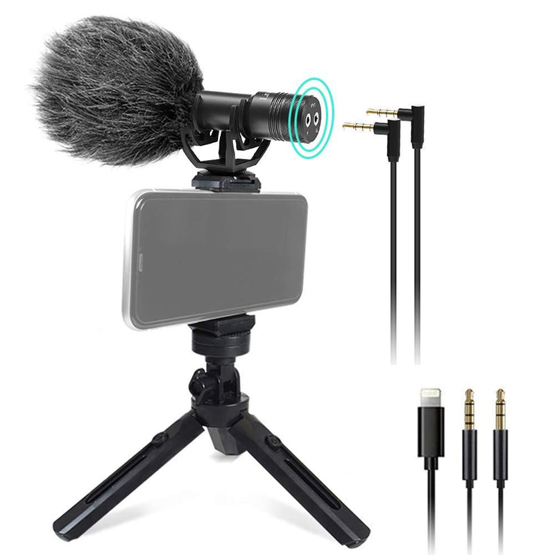 Camera Video Microphone with Monitoring Function Professional Smartphone Shotgun Mic for Smartphones,Canon,Nikon,Sony DSLR,Interview videomicro Perfect for Recording YouTube… (for iPhone) for iphone