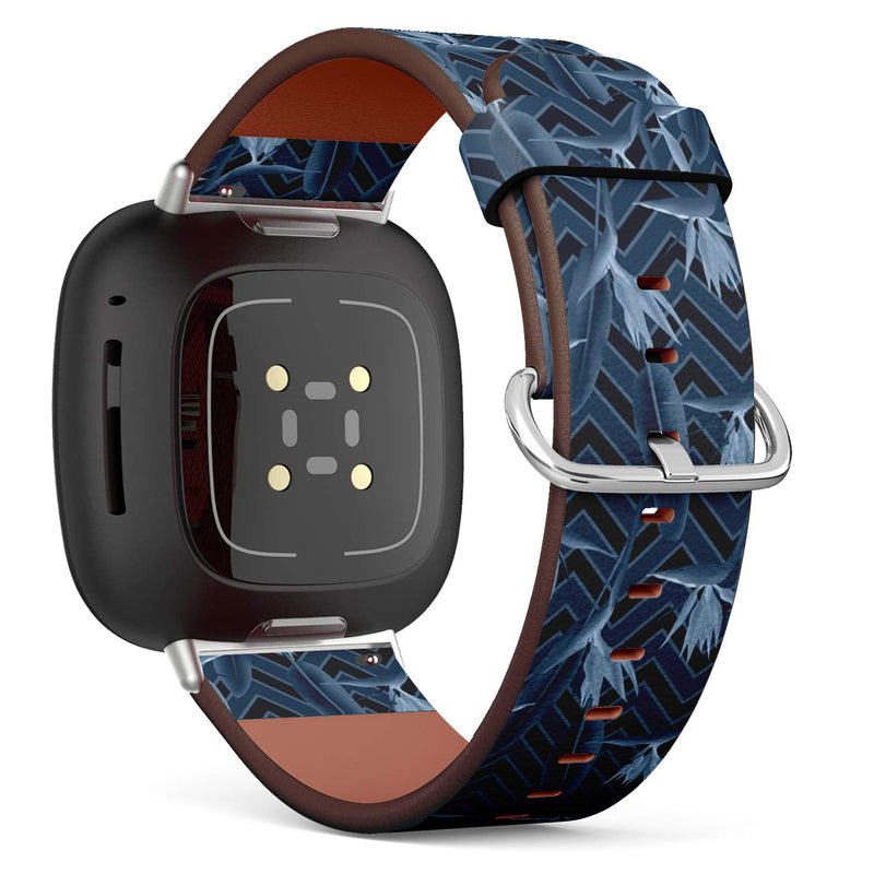 SMODDIX Replacement Band Compatible with Fitbit Sense/Fitbit Versa 3, Leather Strap Wristband Bracelet (Bird Paradise Tropical Flower)