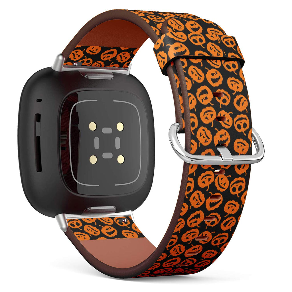 SMODDIX Replacement Band Compatible with Fitbit Sense/Fitbit Versa 3, Leather Strap Wristband Bracelet (Halloween Holiday)