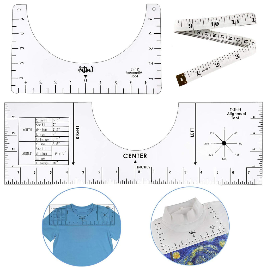 Deokke 2 Pack T-Shirt Alignment Tool-Tshirt Ruler Guide Tool Acrylic,Sublimation Designs on T-Shirt- Centering Tool | HTV Alignment (1) 1