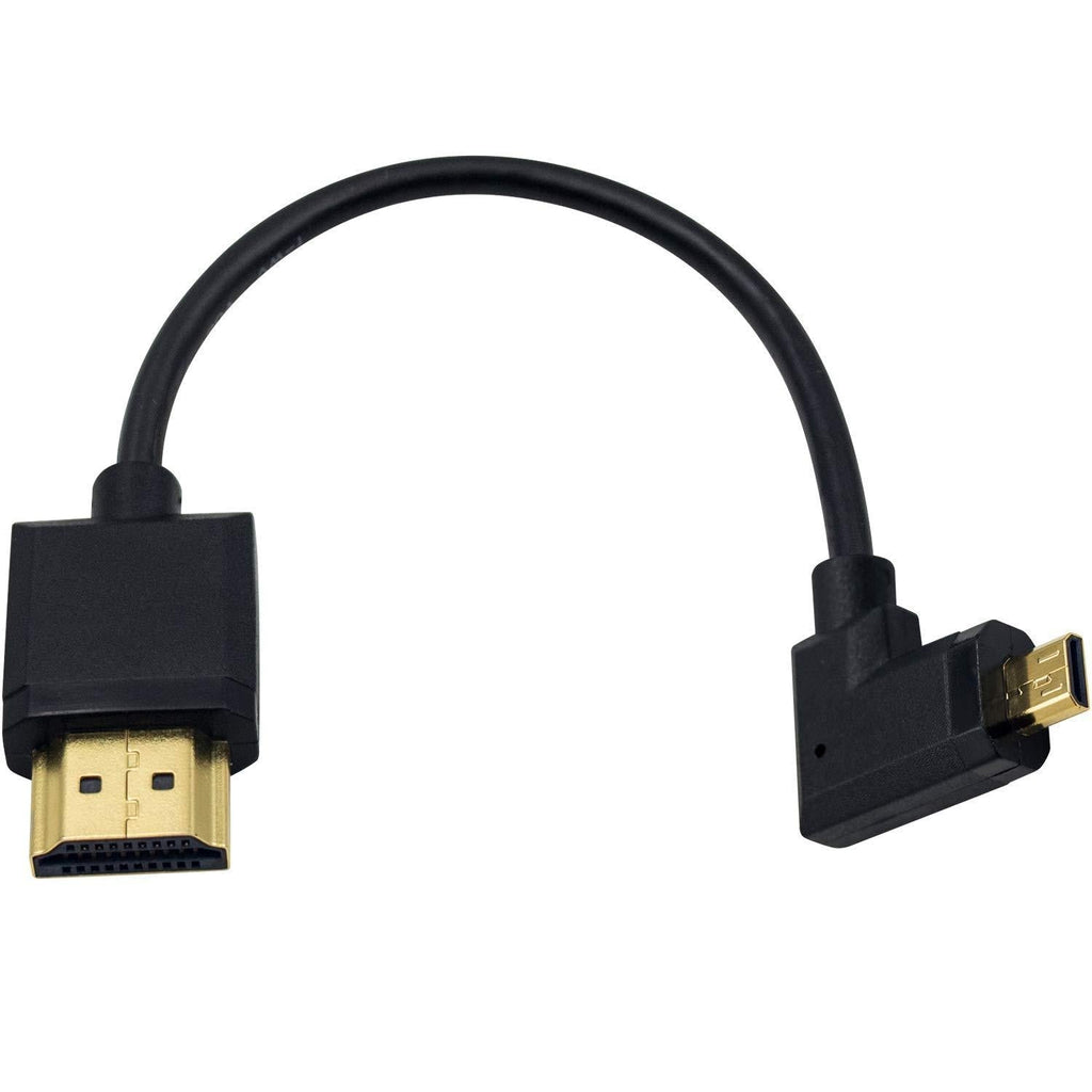 Duttek Micro HDMI to Standard HDMI Cable, Micro HDMI to HDMI Adapter Cable, Extreme Thin Right Angled Micro HDMI Male to HDMI Male Cable for 1080P, 4K, UltraHD, 3D, Ethernet (6 inch/ 15cm) Right Angled 15cm