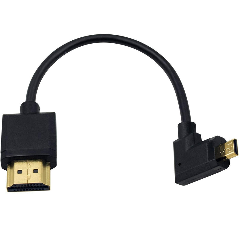 Duttek Micro HDMI to Standard HDMI Cable, Micro HDMI to HDMI Adapter Cable, Extreme Thin Right Angled Micro HDMI Male to HDMI Male Cable for 1080P, 4K, UltraHD, 3D, Ethernet (6 inch/ 15cm) Right Angled 15cm
