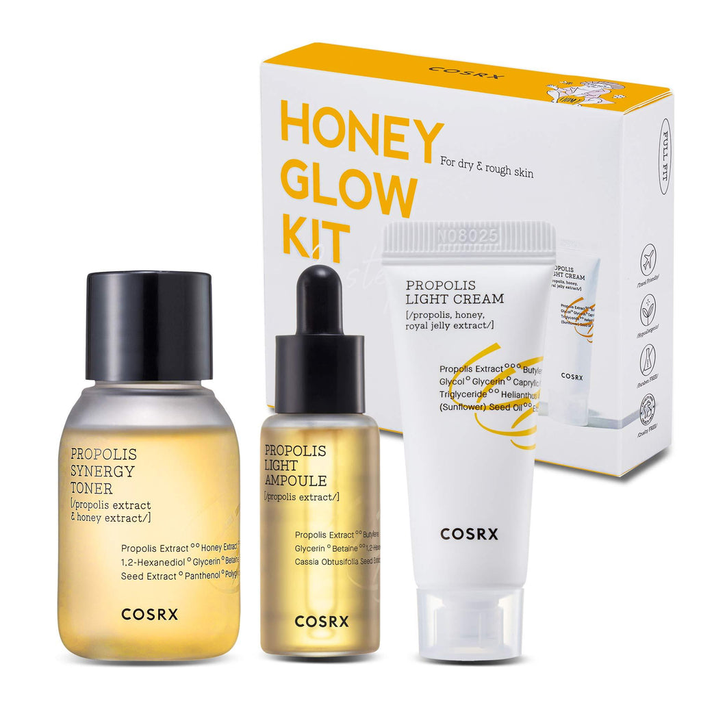 COSRX Honey Glow Kit | Propolis Synergy Toner, Ampoule, Cream | Moisturizing, Hydrating, Nourishing