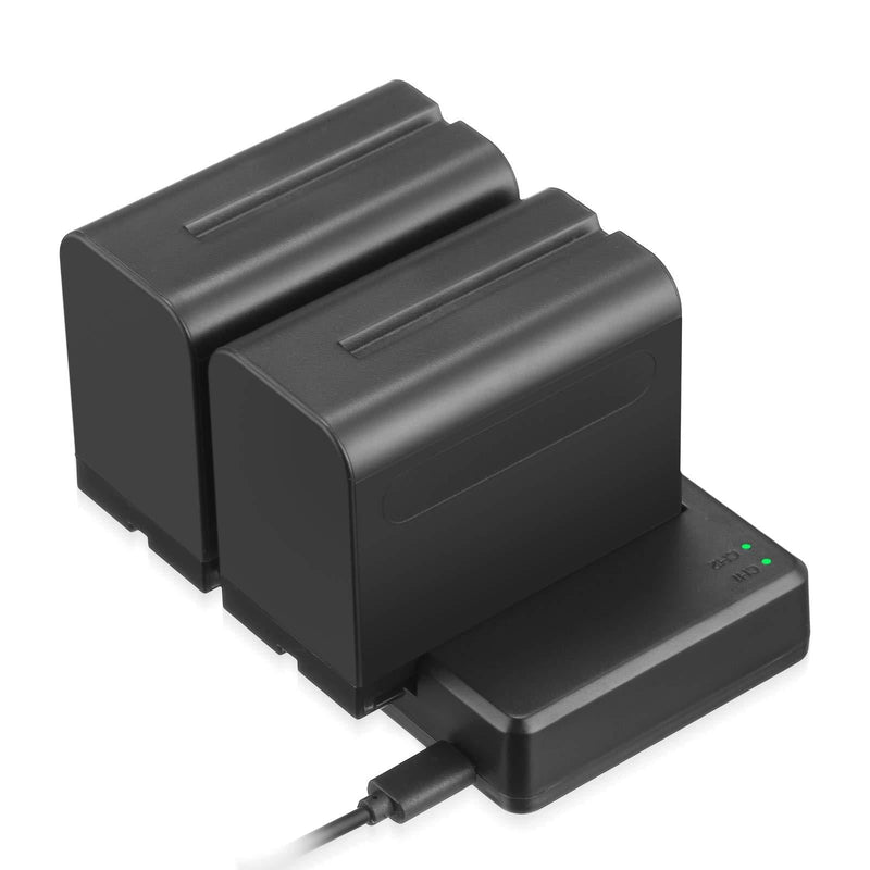 NP-F970 Battery and Dual USB Fast Charger for Sony NP-F970 F930 F950 F960 F550 F530 F330 F570 Battery, for Sony Handycams, NW CN160 CN-216 LED Light, NW 759 74K 760 Feelworld,759 74K 760 Field Monitor