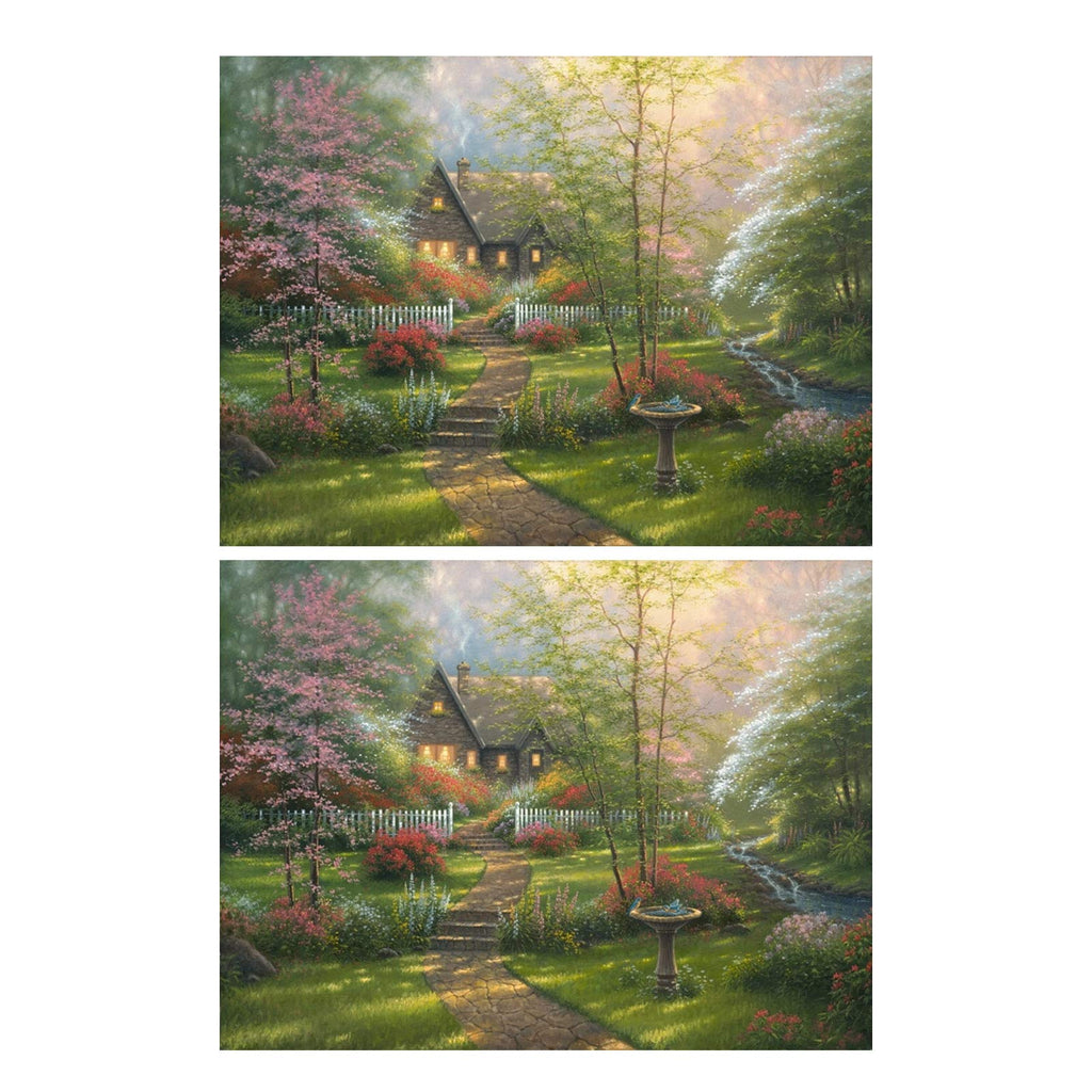 2 Set 5D Diamond Painting Kit, Diamond Village Landscape Picture Adults Full Drill Diamond Painting Rhinestone Embroidery Pictures Cross Stitch Arts Crafts