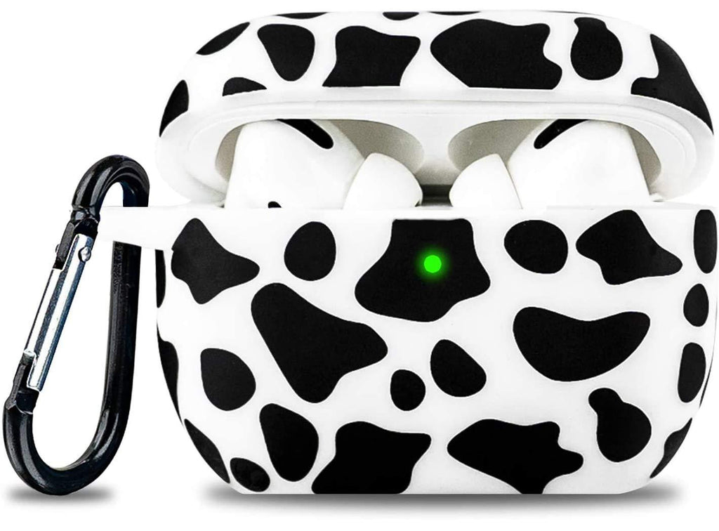 Airpod Pro Case Soft Silicone - LitoDream Case Cover Flexible Skin for Apple AirPods Pro Charging Case Cute Women Girls Protective Skin with Keychain - Cow Cow Print