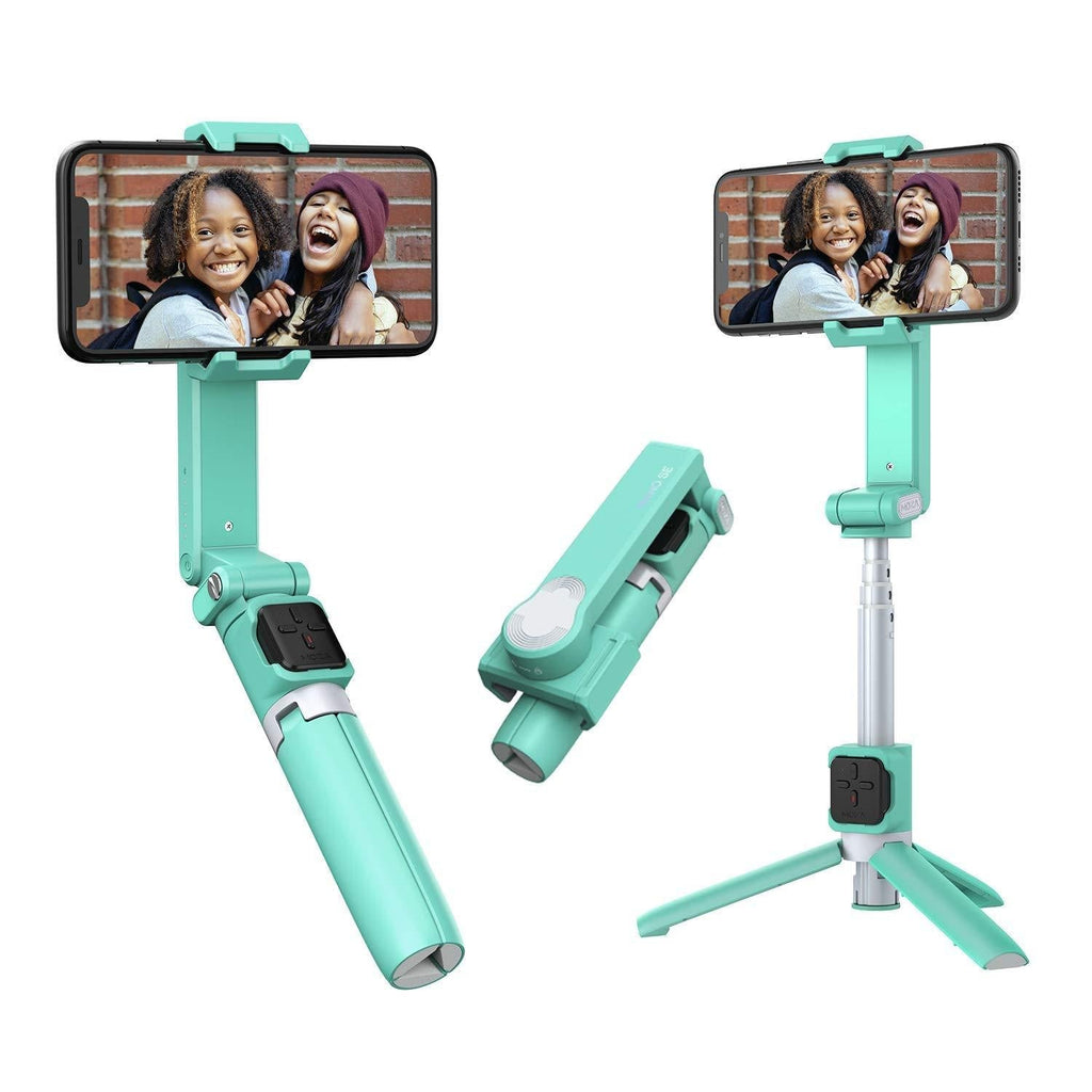 MOZA Nano SE Foldable Extendable Selfie Stick Stabilizer Smartphone Gimbal with Bluetooth Remote Control for Vlogging YouTube Travel Shooting Recording (Green) Green