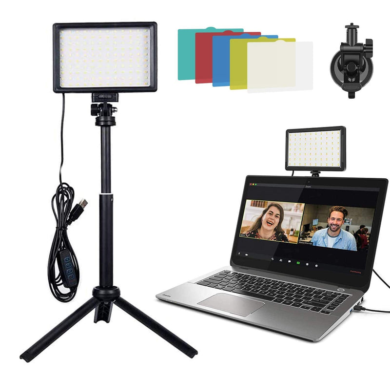 Dimmable USB Video Conferencing Light with Adjustable Tripod and Suction Cup Mount for Webcam/Meeting/Tiktok/Game Streaming/YouTube/Photo Video Studio Shooting