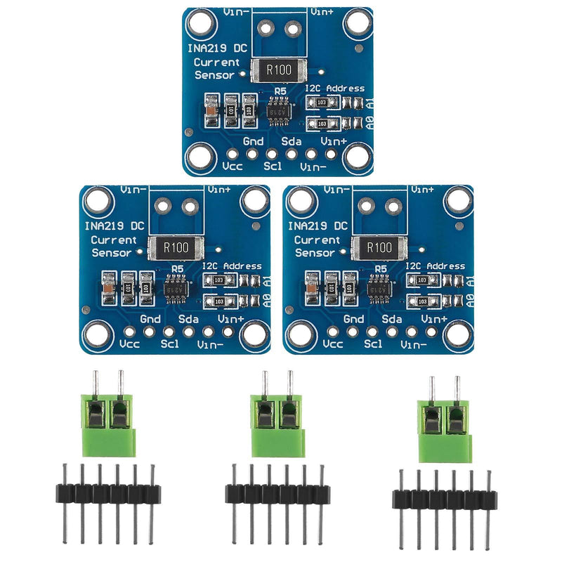 ALMOCN 3Pcs INA219 I2C IIC Interface Bidirectional DC Current Power Supply Sensor Breakout Module Power Monitoring Sensor for Arduino Raspberry Pi