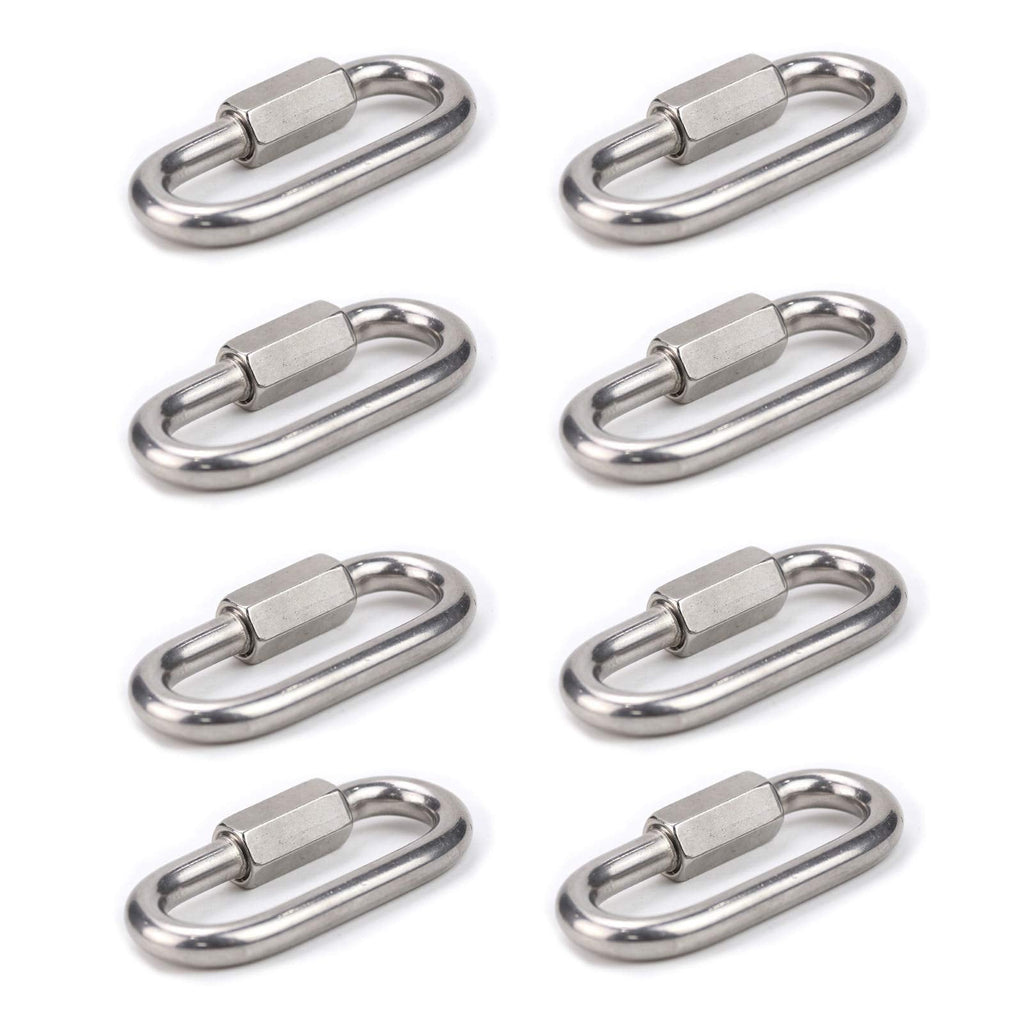 304 Stainless Steel Quick Link Chain Connector M6 1/4 Inch 8Pack Heavy Duty D Shape Locking Chain Connector for Birdcage Hook Camping and Outdoor Equipment Hammock Keychain Buckle Link