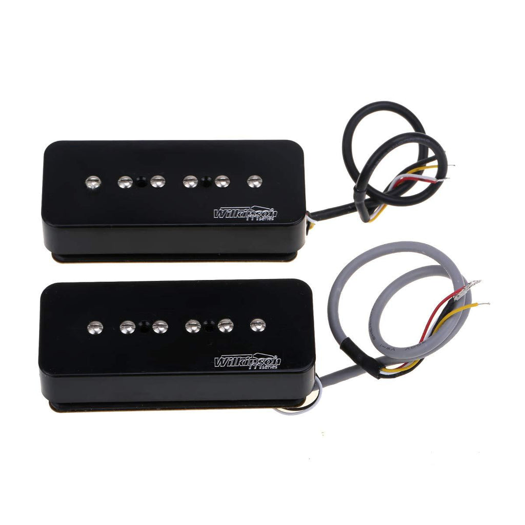 Wilkinson M Series Ceramic Stacked P90 Soapbar Pickups Single Coil Sized Humbucker Neck & Bridge Pickup Set for SG/Les Paul Electric Guitar, Black