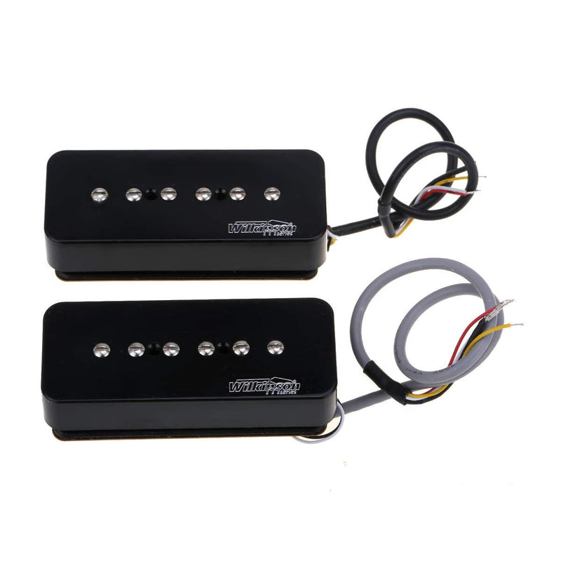 Wilkinson M Series Ceramic Stacked P90 Soapbar Pickups Single Coil Sized Humbucker Neck & Bridge Pickup Set for SG/Les Paul Electric Guitar, Black