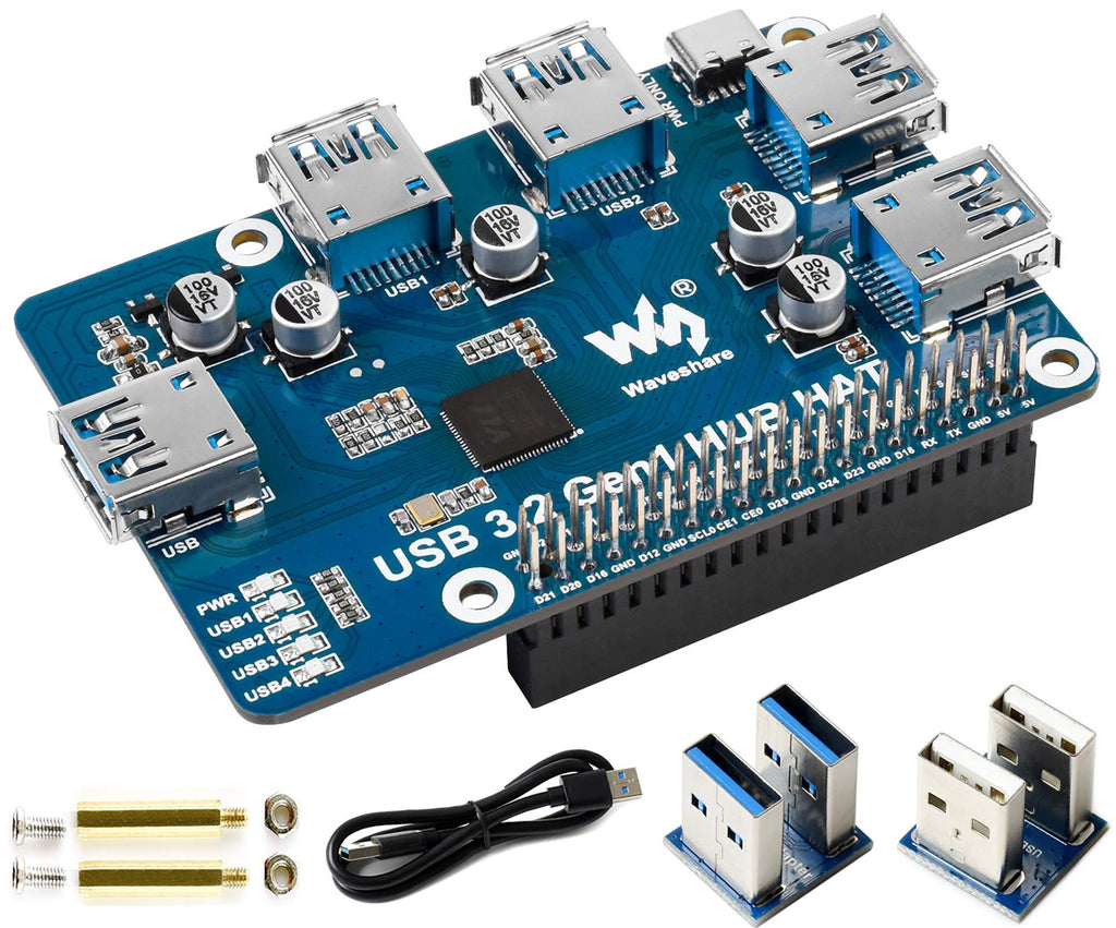Bicool USB 3.2 Gen1 HUB HAT for Raspberry Pi 4B/3B+/3B/2B/B+/Zero/Zero W/Zero WH, 4X USB 3.2 Gen1 Ports, Compatible with USB 3.0/2.0/1.1 Driver-Free Plug&Play