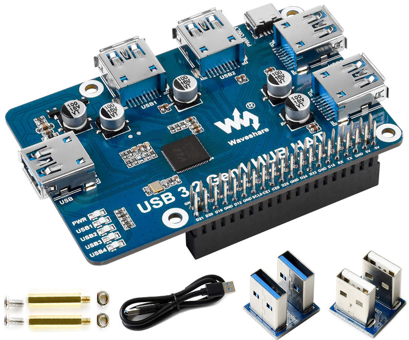 Bicool USB 3.2 Gen1 HUB HAT for Raspberry Pi 4B/3B+/3B/2B/B+/Zero/Zero W/Zero WH, 4X USB 3.2 Gen1 Ports, Compatible with USB 3.0/2.0/1.1 Driver-Free Plug&Play
