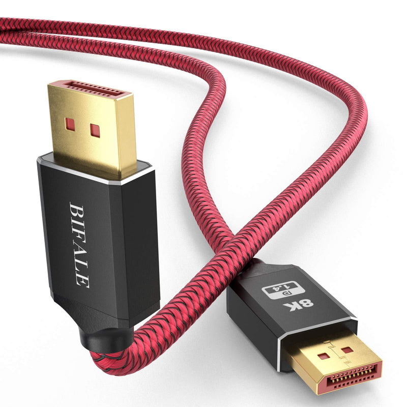 8k DisplayPort 1.4 Cable 10ft, BIFALE DP 1.4 Cable Nylon Braided Supports (8K@60Hz, 4K@144Hz and 1080P@240Hz), HBR3, 32.4Gbps, HDCP 2.2, HDR, DSC 1.2 for Laptop PC TV Gaming Monitor 10Feet