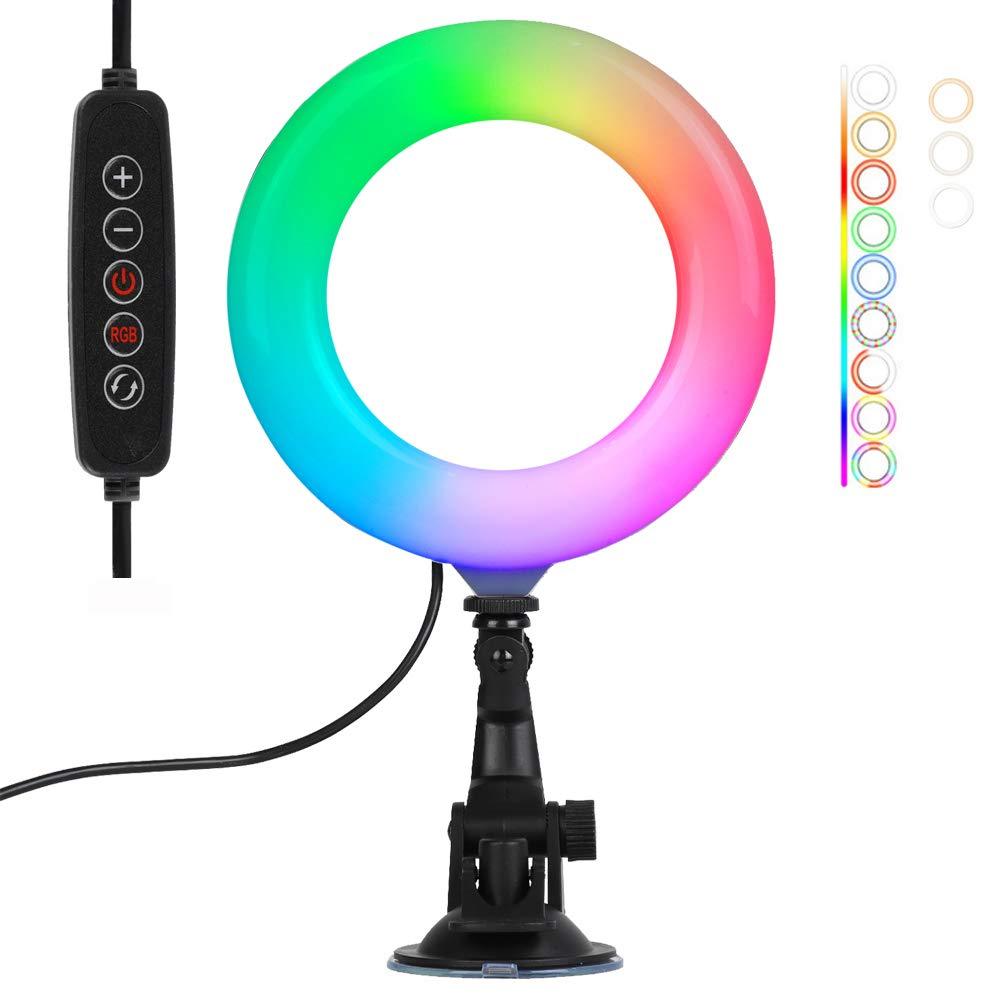 6" RGB Ring Light, Laptop Computer Video Conference Lighting, Dimmable Clip LED Circle Light for Video Conferencing, Remote Working, Live Streaming, Zoom Calls, Online Meeting, Makeup