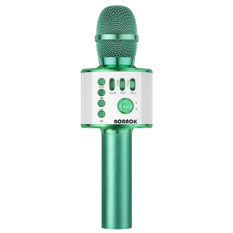 BONAOK Bluetooth Wireless Karaoke Microphone,3-in-1 Portable Handheld Karaoke Mic Speaker Machine Birthday Home Party for PC or All Smartphone Q37 (Green) Green