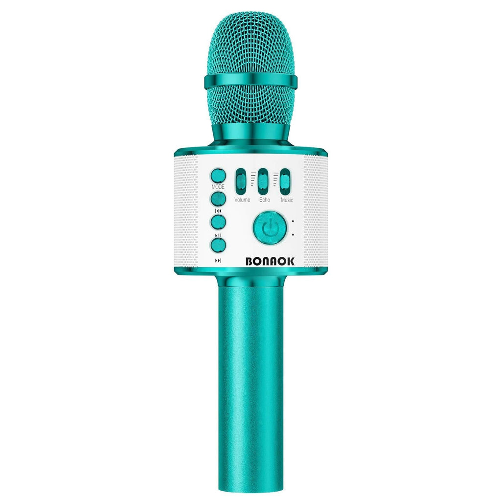 BONAOK Karaoke Microphone Bluetooth Wireless, Portable Karaoke Machine Mic Speaker for Kids and Adults Home Party Birthday(Ice Blue) Ice Blue