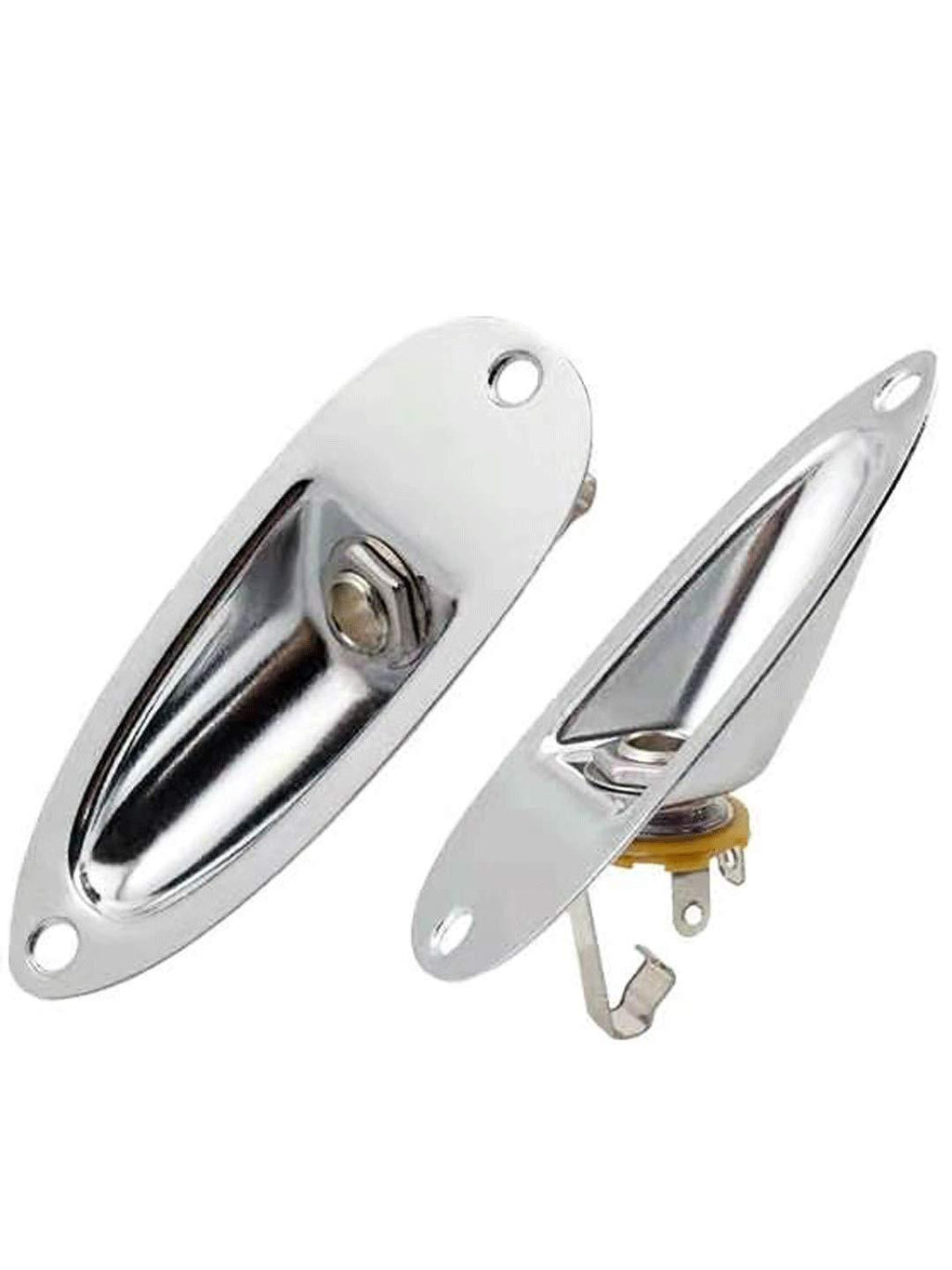 Boat Style 1/4" Loaded Guitar Output Jack Socket Plate Ferrule for Fender Strat Stratocaster Electric Guitar, Chrome(Pack of 2) 2102-CK-C