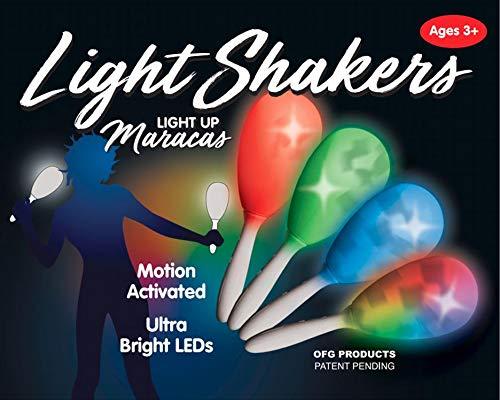 Pack of 2 Light Shakers LED Light Up Maracas - Choose From Multiple Modes: Solid Red, Green, and Blue; Plus COLOR CHANGE (Alternates Colors With Every Shake)