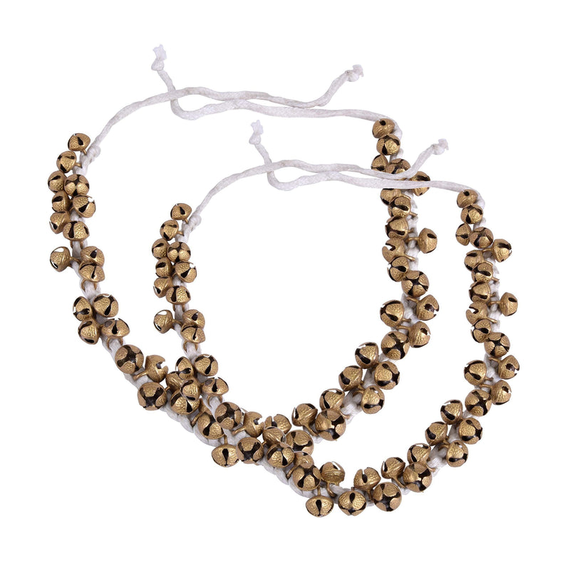 diollo Ghungroo 50-50 Bells Pair, Ghungru Indian Classical Dancers Anklet Musical Instrument Dancing Bells Kathak 50 Bells, Big Bells Tied with Cotton Cord, length 20 Inch Approx, Bell Size 1 CM