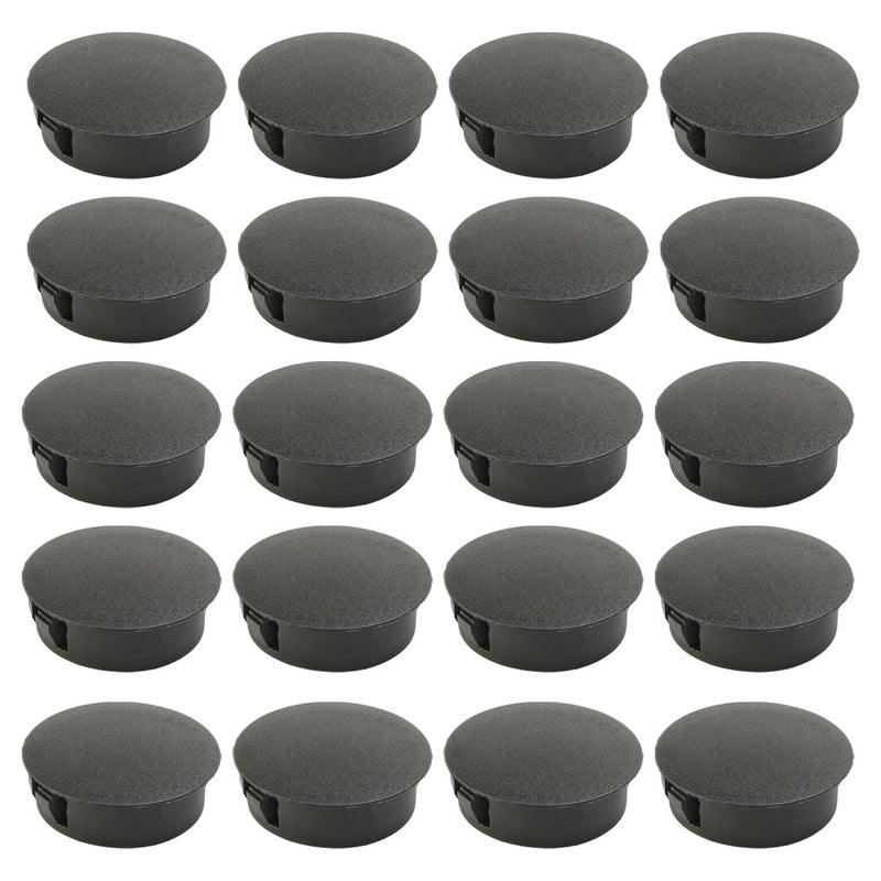 Heyiarbeit 100pcs Hole Plugs 30mm/1.18" Nylon Plastic Round Snap in Type Locking Hole Tube Furniture Fencing Post Pipe Insert End Caps Black Tone