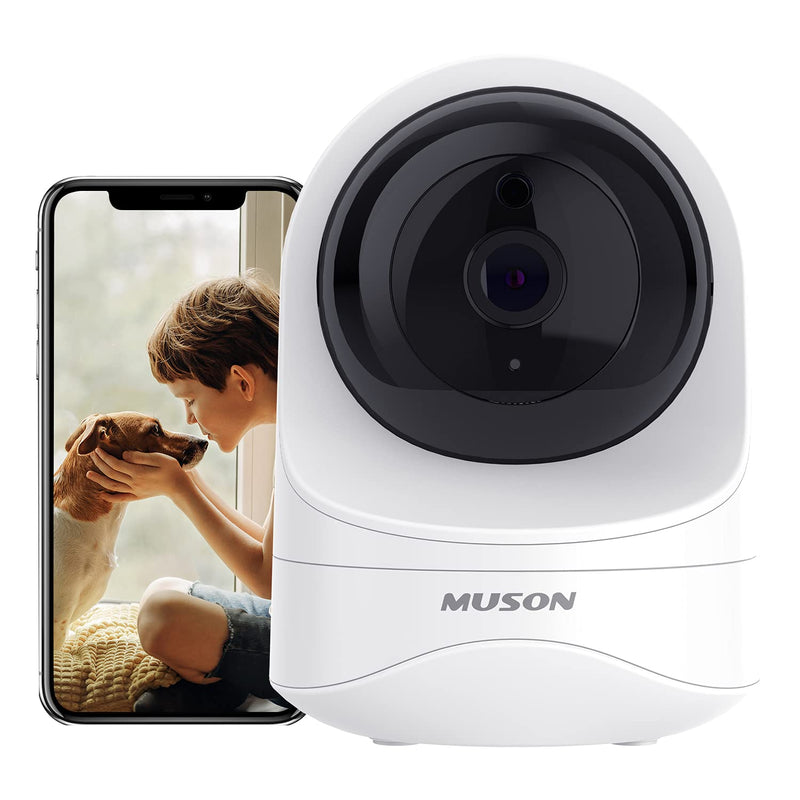 muson WiFi Home Camera for Baby/Pet/Nanny 1080P HD Indoor Wireless Surveillance Camera with Motion Detection, Night Vision, Two-Way Audio, Compatible with Alexa, Compatible with Smartphones, White