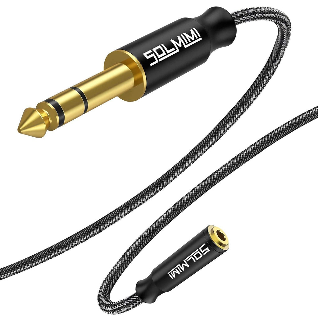 SOLMIMI 6.35mm (1/4 inch) Male to 3.5mm (1/8 inch) Female Headphone Adapter Nylon Braid & Lossless Stereo Audio Jack Adapter for Mixer Guitar Piano Amplifier Speaker or More - Matte Black