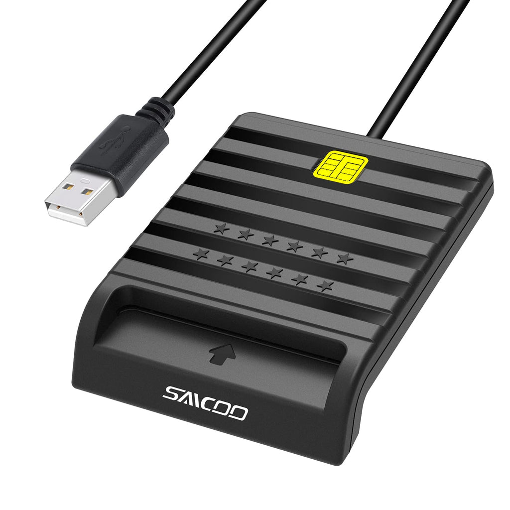 Saicoo DOD Military USB Common Access CAC Smart Card Reader, Compatible with Mac OS, Win (Black) black