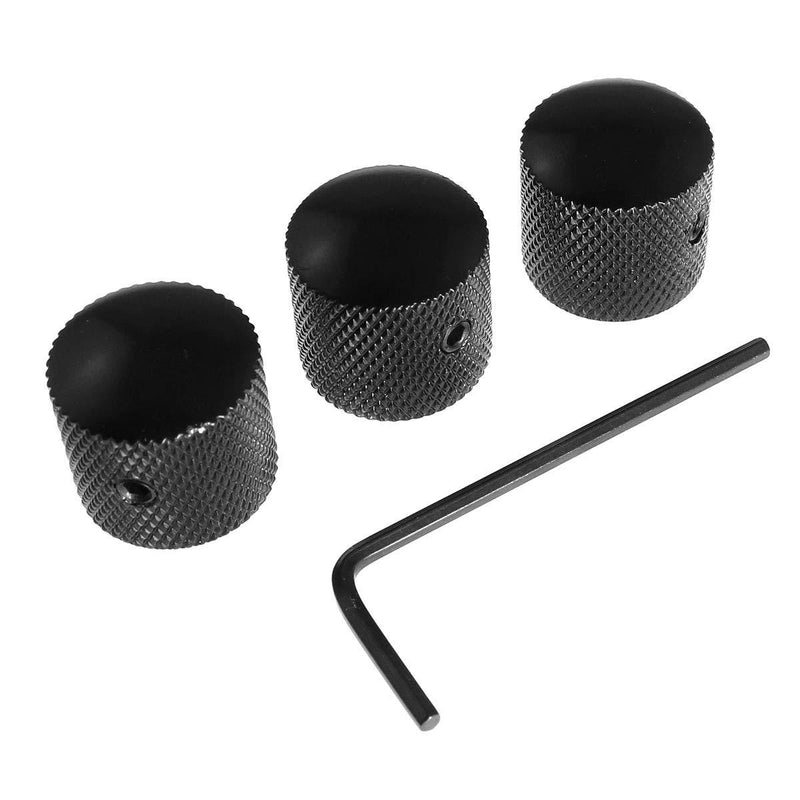 ZRM&E Guitar Potentiometer Control Knob 3PCS 18x18mm/0.71x0.71Inch Black Electric Guitar Volume Tone Control Knobs with Inner Hexagon Spanner for 6mm Shaft