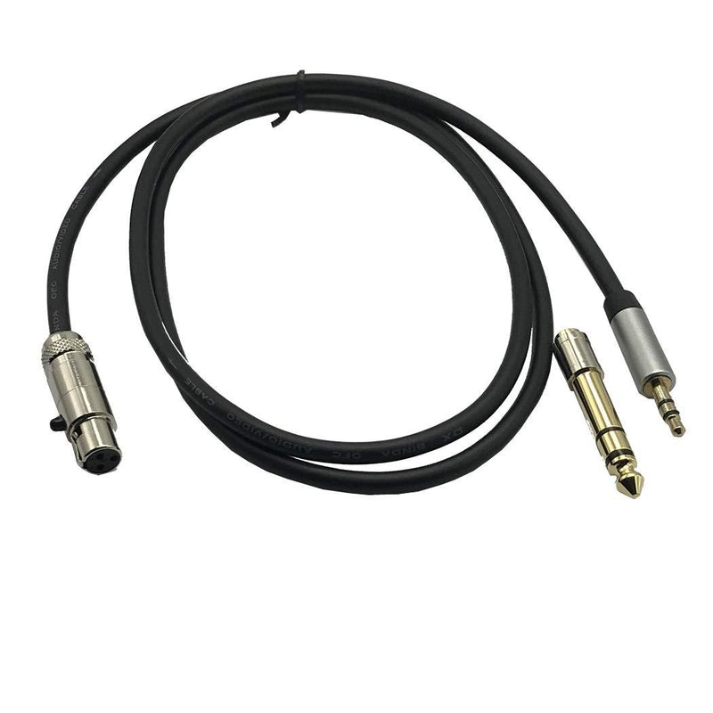 MMNNE 3.5mm/6.35mm Stereo Audio Plug to Mini XLR Female Cable, 1/8" /1/4" TRS Plug to 3-pin Mini XLR Female Headphones Audio Cable, 3.3 Feet 3.3FT