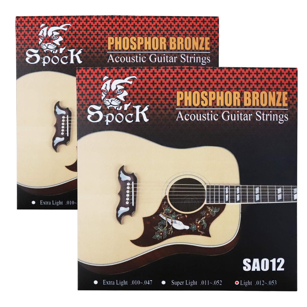 85/15 phosphor bronze wound acoustic guitar strings (2 sets), light weight .012-.053 high-grade nickel-plated high carbon steel hexagonal core, suitable for students and stage performers
