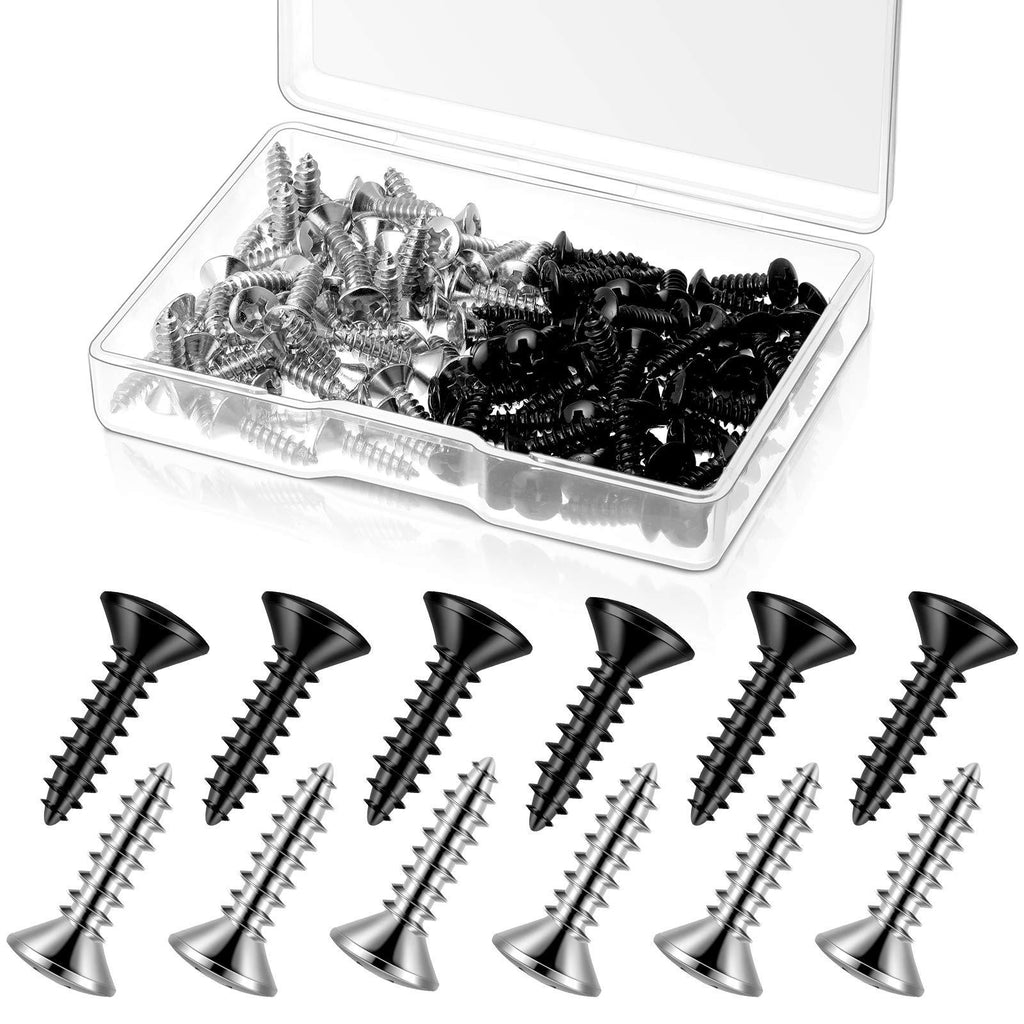 100 Pack 3 mm Guitar Screw Bass Pickguard Screws Guitar Mounting Screws for SG LP Guitar Bass Replacement (Black and Silvery)