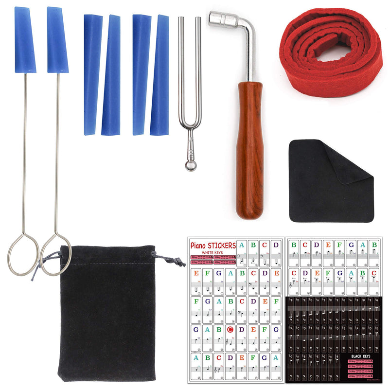 INKNOTE Professional Piano Tuning Kit-Universal Wrench Hammer,Mute tools,Fork,dust-free cloth and Piano Stickers,Best Tuning Tools for apprentices,students,or anyone wanting to learn piano tuning