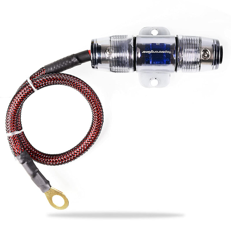 TopstrongGear 8 Gauge AWG 1ft Power Wire with 60A MANL Fuse Holder - 99.9% Oxygen-Free Copper
