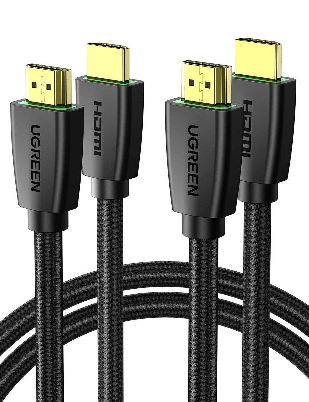 UGREEN 2 Pack HDMI Cable 4K Braided High Speed HDMI Cord 18Gbps with Ethernet Support 4K 60HZ Compatible with UHD TV Monitor Computer PS5 PS4 Blu-ray and More 6FT