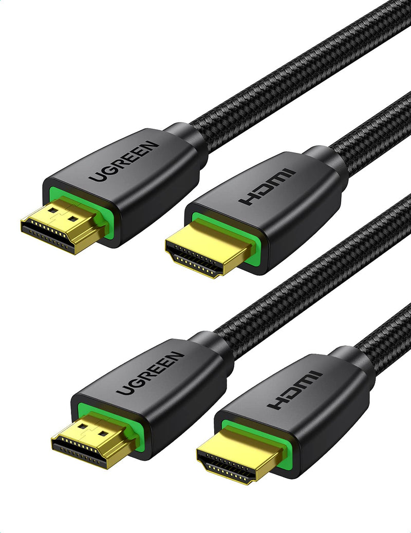 UGREEN 2 Pack HDMI Cable 4K Braided High Speed HDMI Cord 18Gbps with Ethernet Support 4K 60HZ Compatible with UHD TV Monitor Computer PS5 PS4 Blu-ray and More 10FT
