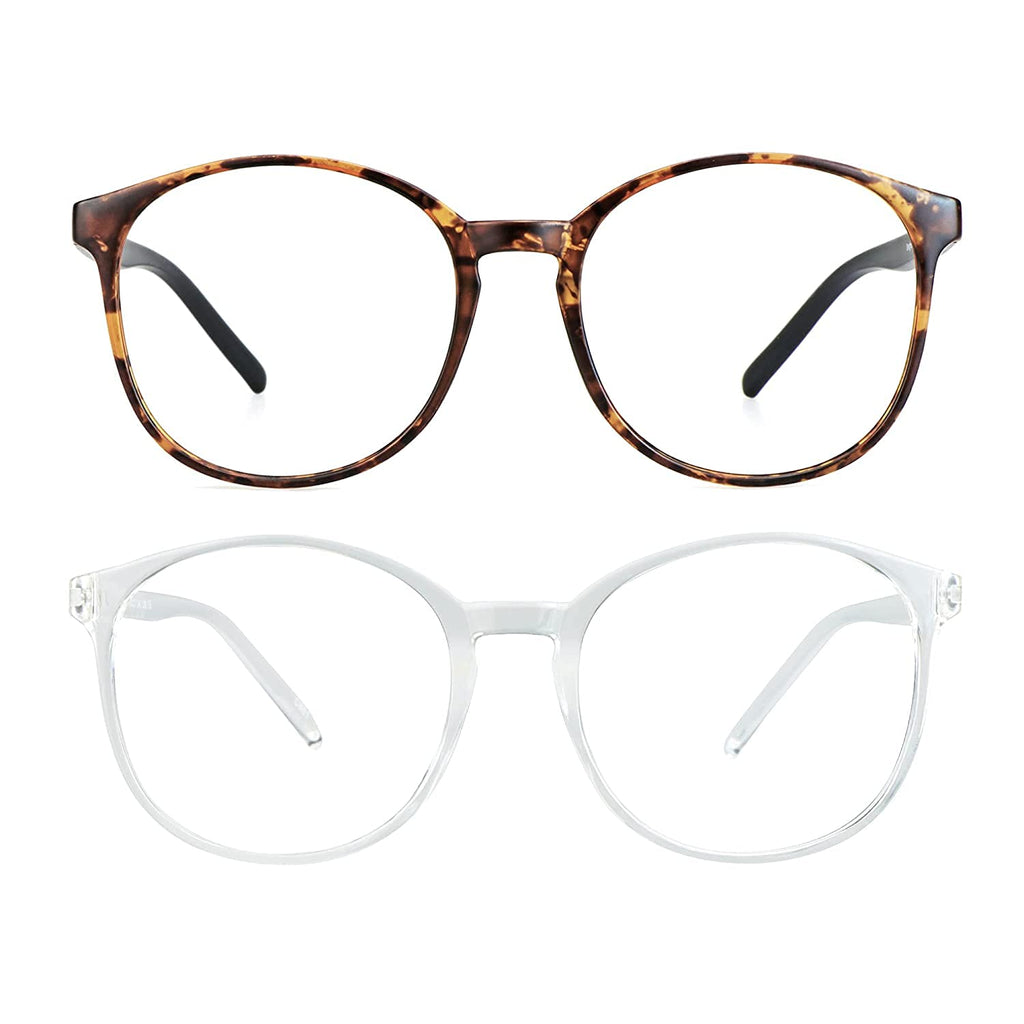 2 Pairs LifeArt Blue Light Blocking Glasses, Anti Eyestrain, Computer Reading Glasses, Gaming Glasses, TV Glasses for Women Men, Anti Glare (Tortoise+Clear, No Magnification) +0.00(No Magnification) 17_days_tortoise+clear