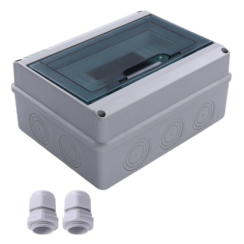Circuit Breaker Box Distribution Protection Box IP65 ABS Transparent Cover Waterproof Power Supply Electronic Junction Box for Indoor Wall Circuit Breaker 8 Way 7.87x6.10x3.74 Inches (200x155x95mm) HT-8