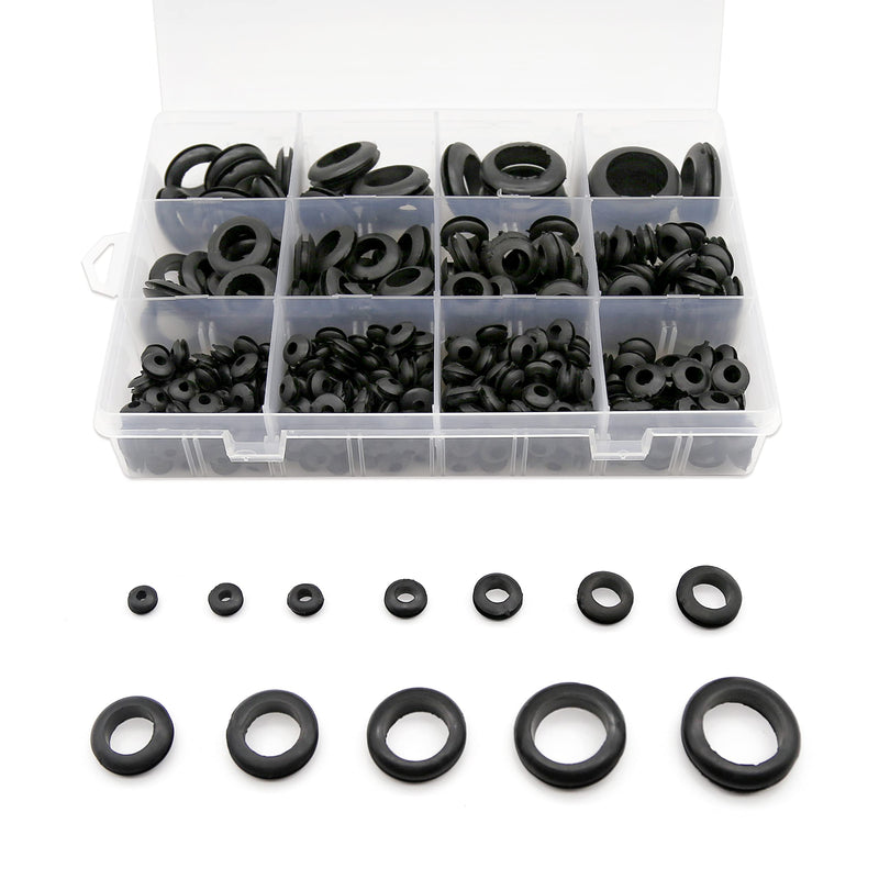 INKNOTE 428 PCS (12 Sizes) Rubber Grommet Firewall Hole Plug Assortment Kit, Electrical Wire Gasket Set, with See-Through Divided Organizer Case, Great for Automotive, Pump, Electrical Appliance, etc